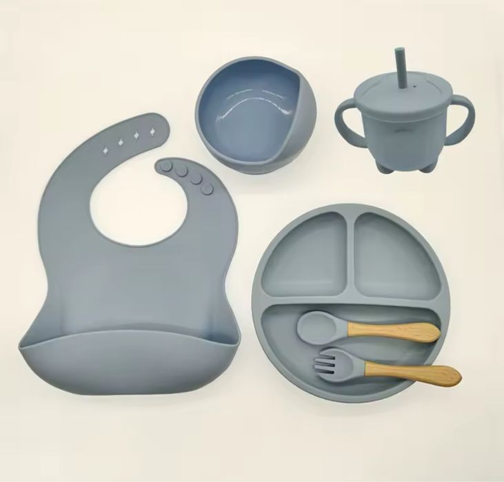 Набір дитячого силіконового посуду, дитяча тарілка, посуд для немовлят