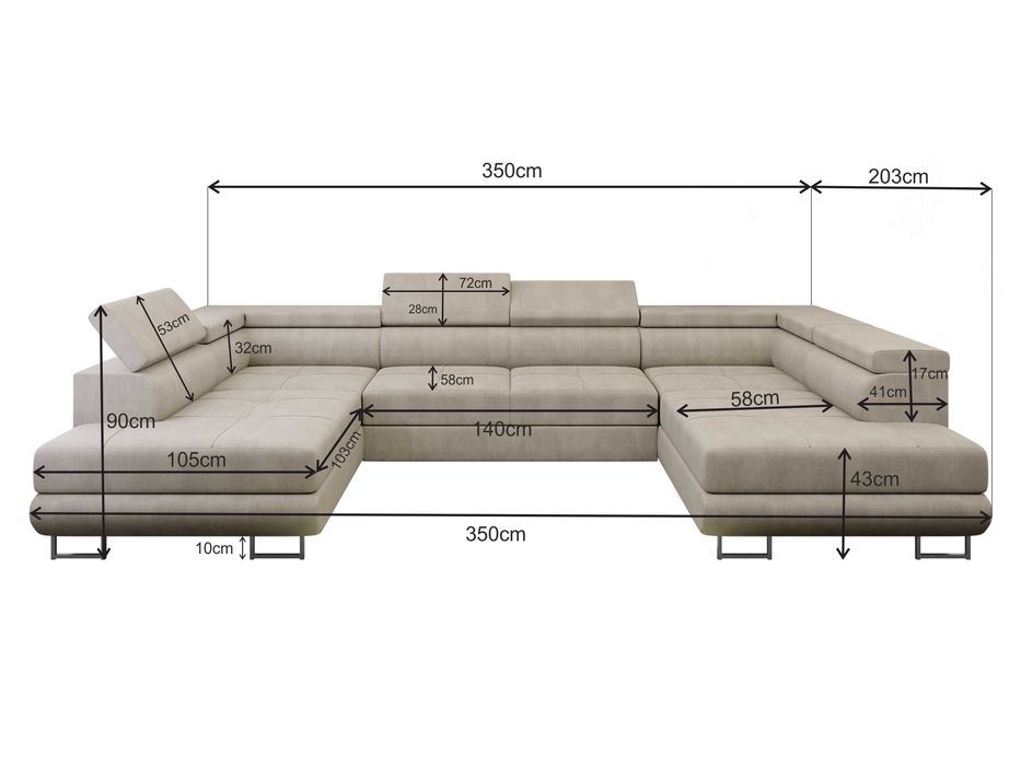 Narożnik Sofa Anton U z funkcja spania delfin Poso 38 sprezyna falista