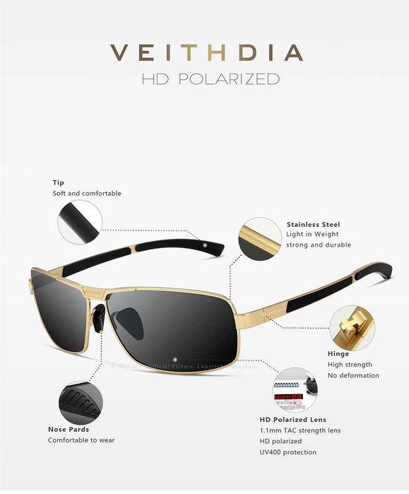 Чоловічі сонцезахисні окуляри VEITHDIA та Kingseven поляризовані