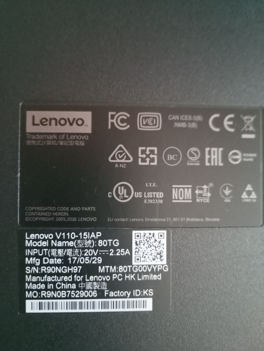 Portátil Lenovo V110-15IAP