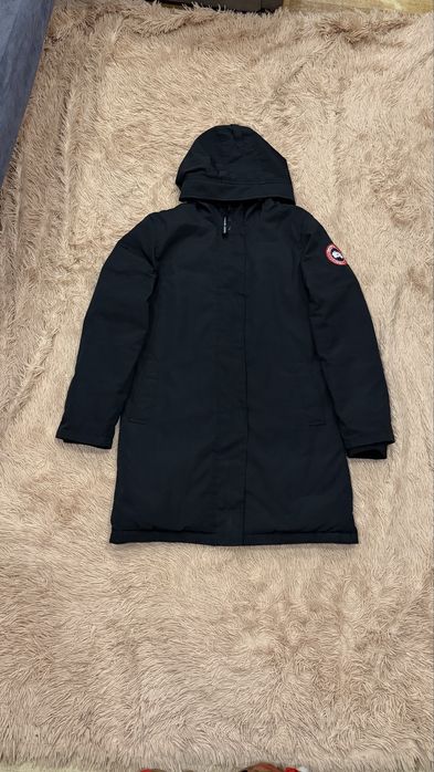 Чёрная длинная куртка пальто пуховик парка canada goose канада гус s