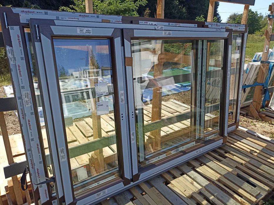 Okno pcv 204/137 obustronny brąz trzy szybowe