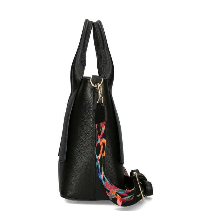 EGO Polska Klasyczna Torebka Damska Shopper Na Ramię Czarna Skórzana