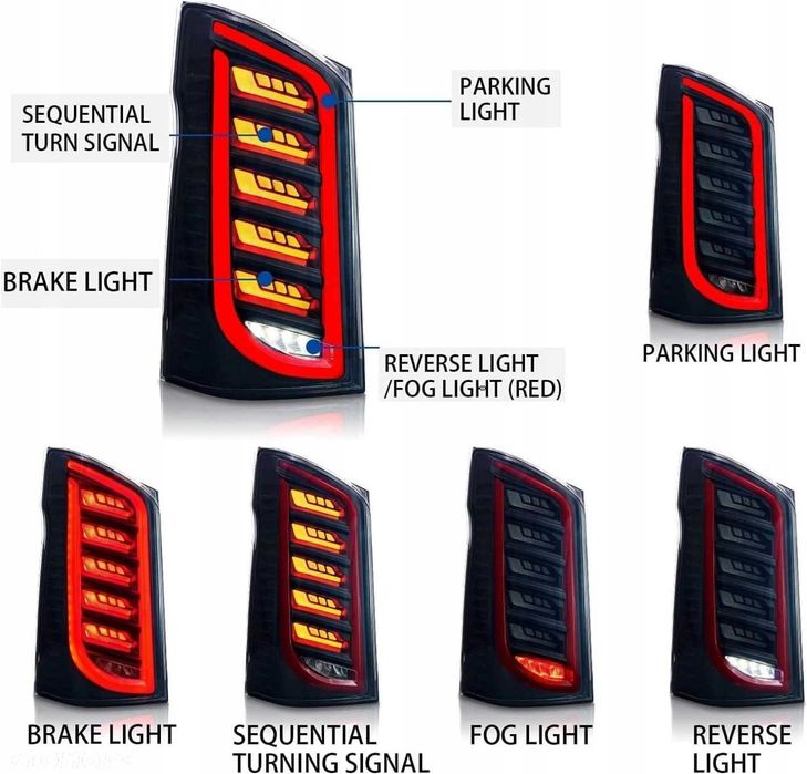 Задні ліхтарі KPL Vland Led Neon Tuning Дим Mercedes Vito V-Class 447 Flap