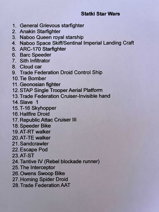 Star Wars modele statki i pojazdy kolekcja DeAgostini1 10 szt nowe