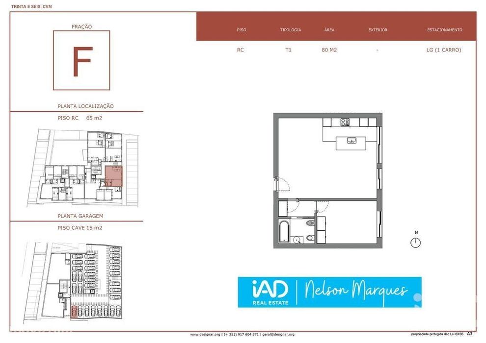 Apartamento T1 em Anta e Guetim de 64,8 m2