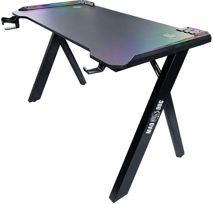 Biurko gamingowe MAD DOG GD120L – Podświetlenie LED, uchwyty - NOWE