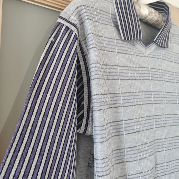 Bluza sweter serek w paski z kołnierzykiem