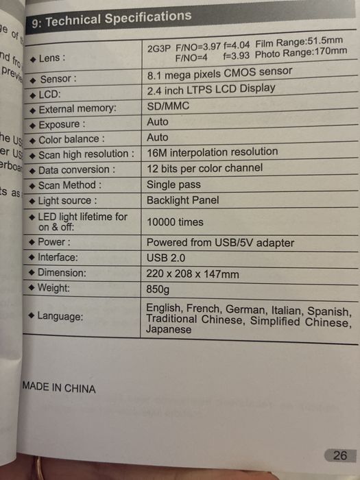 Scanner para slides e negativos