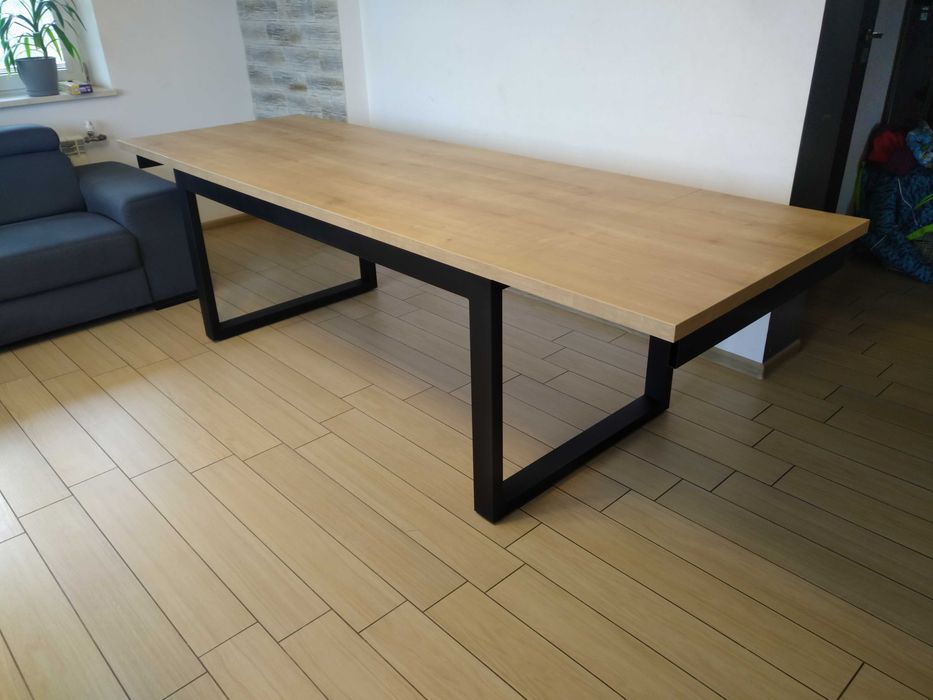 DUŻY Rozkładany Stół LOFT Industrialny 250-400 x 100  Dostawki   Egger