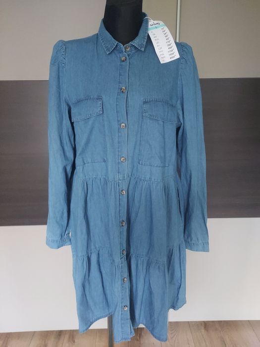 Nowa niebieska sukienka babydoll jeansowa SinSay 40/L