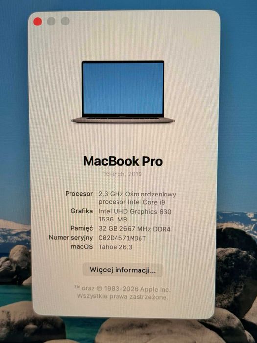MacBook Pro 32GB RAM i9 1TB SSD