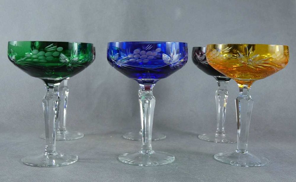 Komplet kolorowych kryształowych kieliszków szampana KIELISZKI 6 sztuk