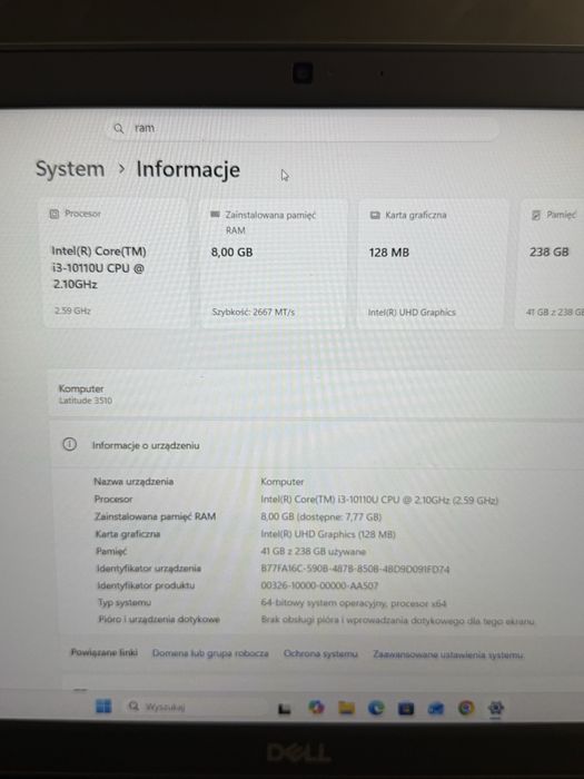 Laptop dell 3510