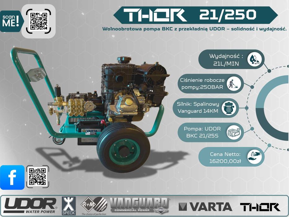 Myjka ciśnieniowa THOR 21/250 – 21L/min 250 bar *Vanguard 14KM*UDOR*
