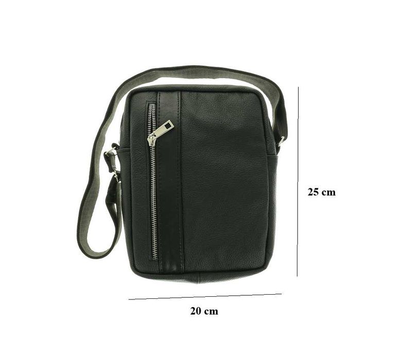 Skórzana saszetka męska torba na ramie listonoszka PL PRODUCENT czarna