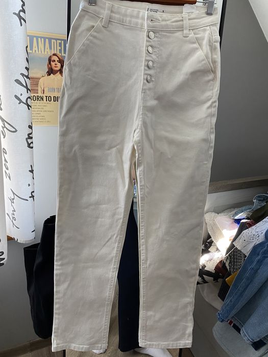 Skinny jeansy biale z wysokim stanem sinsay rozmiar S