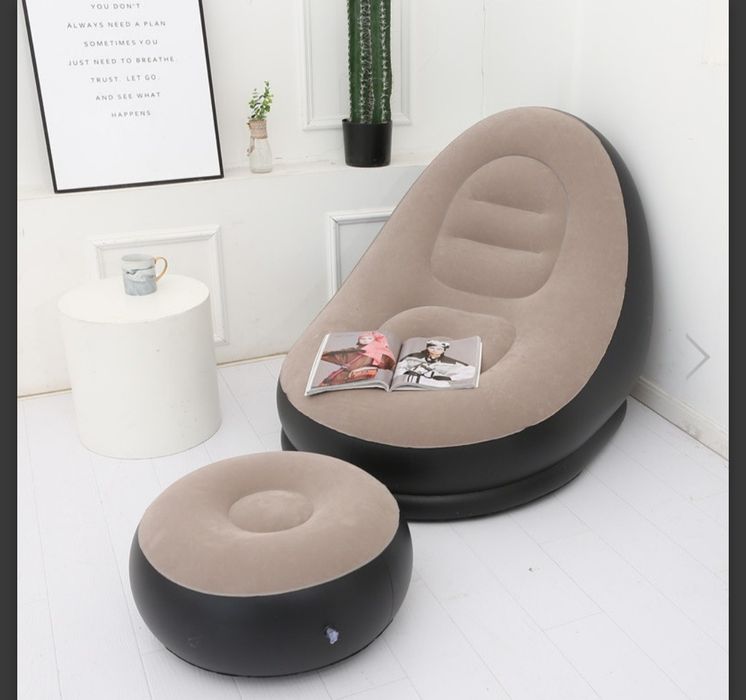 Надувне крісло з пуфіком,велюр 76/130