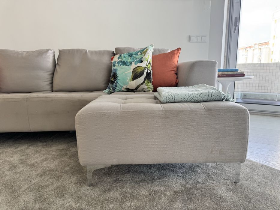Sofá cinza, chaise longue, interdesign, função cama | Excelente estado