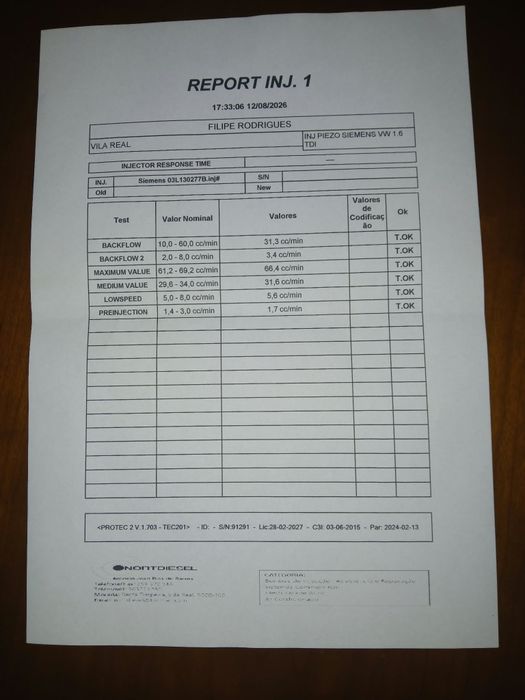 Injetores siemens/continental 03L130277B 1.6 TDI