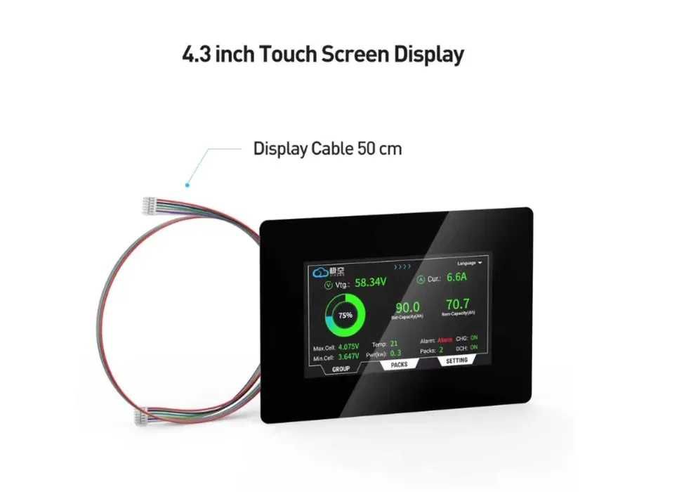 Інверторна Smart BMS JK-PB2A16S20P V19 + сенсорний екран 4.3