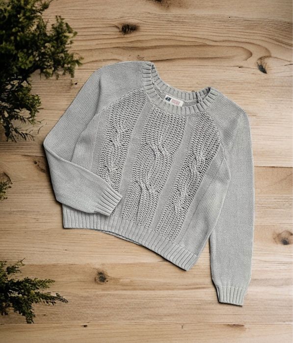 Теплый вязаный свитер-реглан H&M, кофта на девочку 11-12 лет