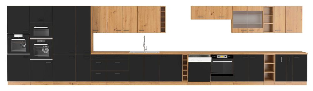 Meble kuchenne MODENA artisan + czarny cichy domyk