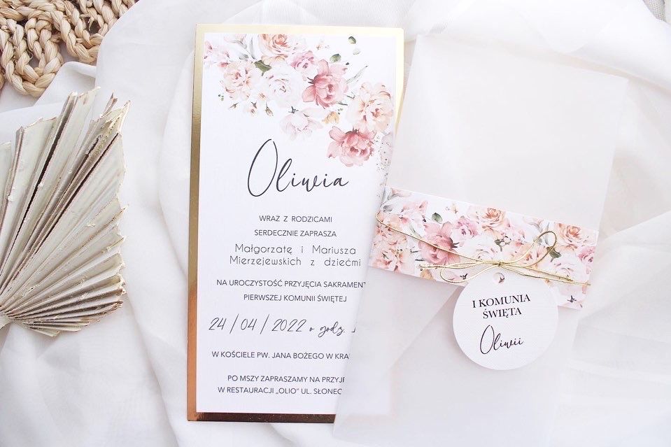 Zaproszenia na chrzest chrzciny komunię komunijne