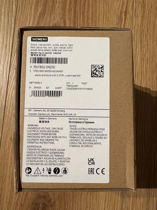 Siemens 3SU1802-0NZ00 Wyłącznik awaryjny