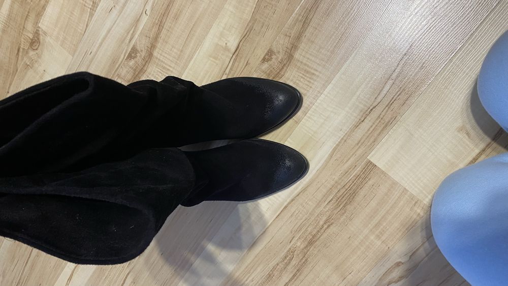 Buty kozaki botki kowbojki czarne marszczone damskie 37