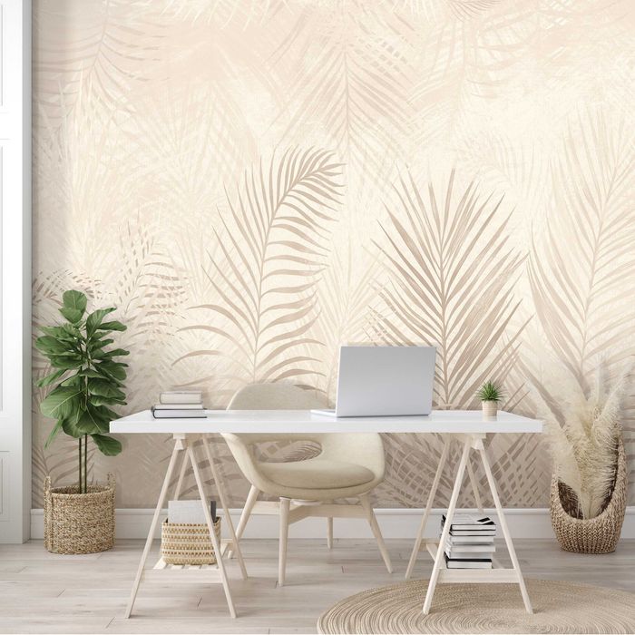 Fototapeta Liście Beż Boho Do Pokoju Na Twój Rozmiar + KLEJ