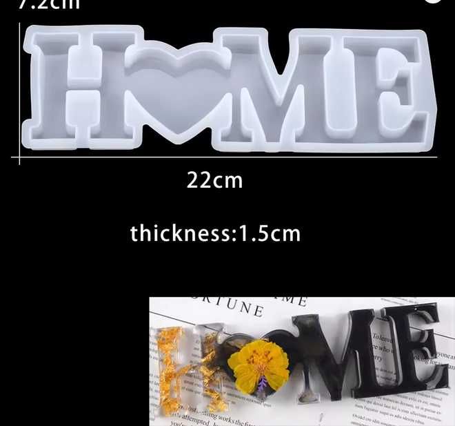 Molde Silicone Letras “HOME” para Resina Epóxi – DIY Decoração