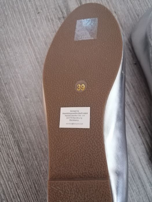 Bonprix nowe baleriny srebrne