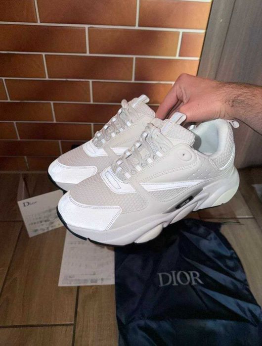 Кросівки Dior b22 White / білі діор б22 шкіряні