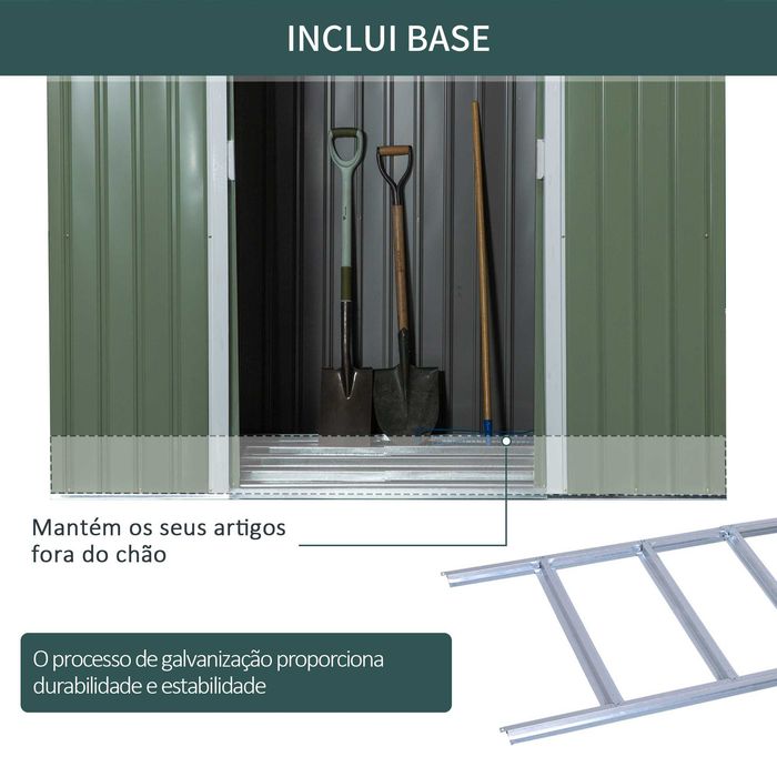 Abrigo de Jardim 213x130x173 cm em Aço Galvanizado