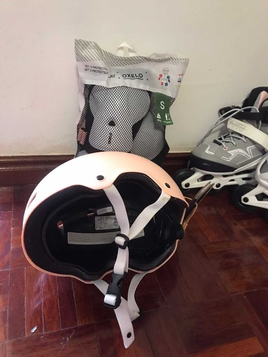 Capacete + proteções para patins novas!