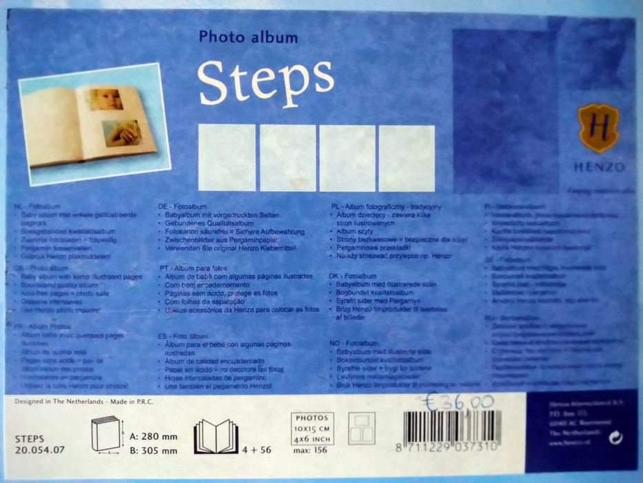 Álbum Henzo para colocar fotografias com caixa proteção