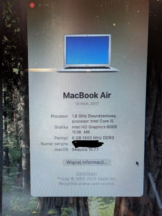 Macbook Air 13" 2017 8GB 128GB + gratis