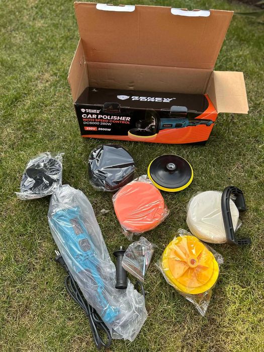 ZESTAW Polerka Samochodowa 2600W + Pady Polerskie GRATIS NOWE MOCNA