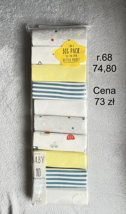 Body krótki rękaw 10-pak, rozm 68,74,80 George