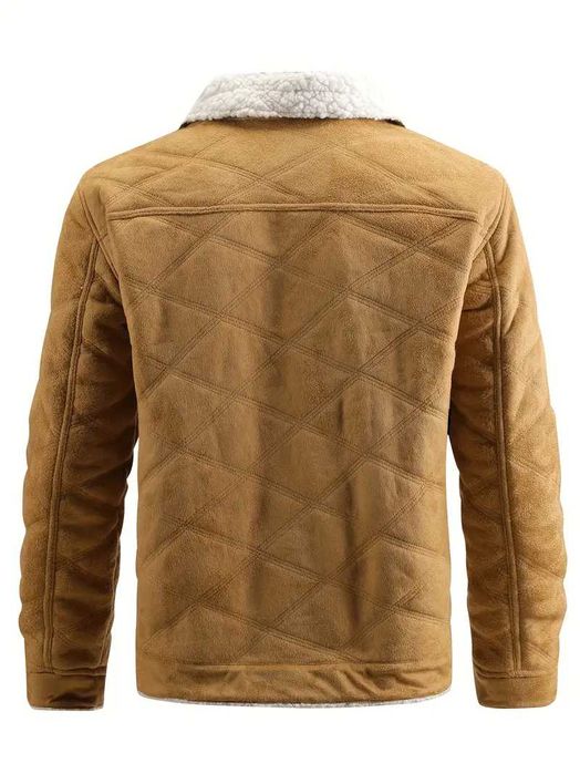 Męska kurtka z zamkiem błyskawicznym i pluszem – zimowy płaszcz