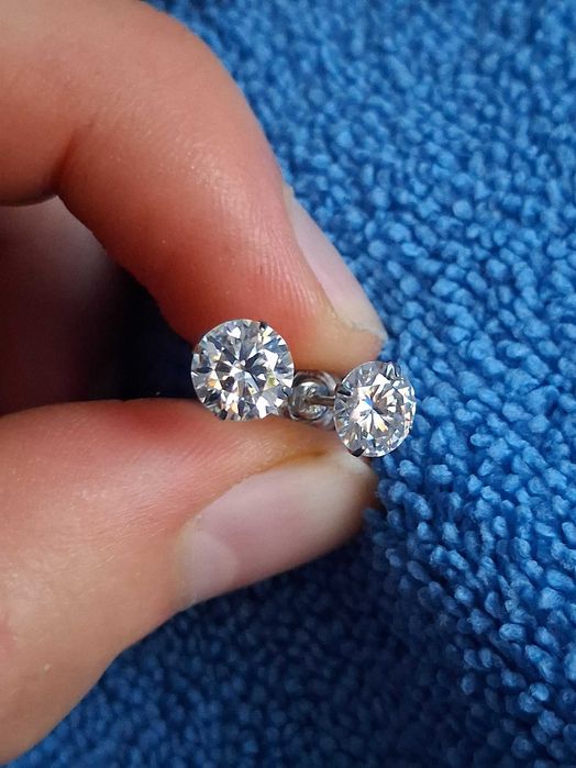 NOWE Kolczyki Srebro 925 Moissanit 1ct Certyfikat GRA Prezent