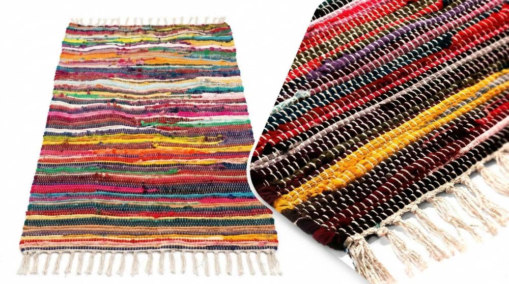 Dywan Dywanik Boho 150x80cm Ręcznie Tkany Bawełniany Chodnik Wielkanoc