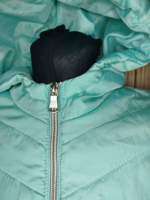 Seledynowa turkusowa kurtka jesienna damska z kapturem lekka 36 S