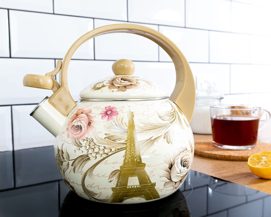 Czajnik emaliowany z gwizdkiem 2,2 L gaz indukcja (Eiffla)