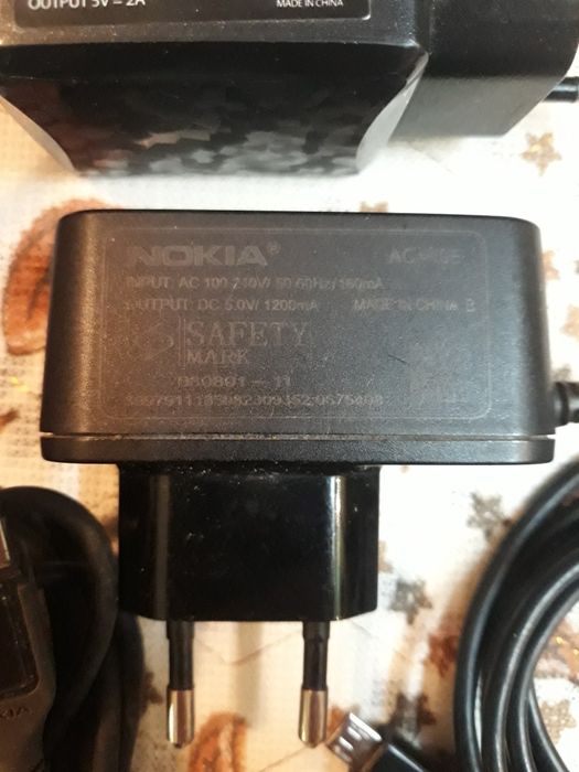 Зарядка  Nokia 5v,1,3a;Nokia 5v,1,2a,5v,2a