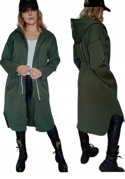 Bluza płaszcz z kieszeniami i kapturem