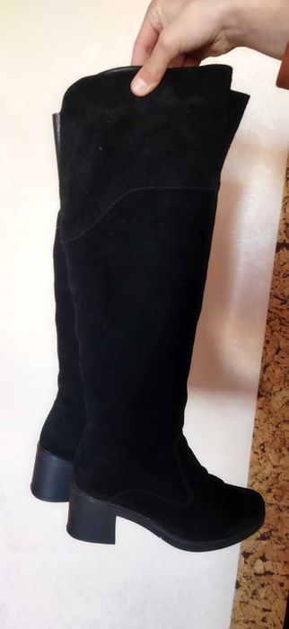 Чоботи високі, ботфорти, єврозима, натуральна замша, 37 розмір