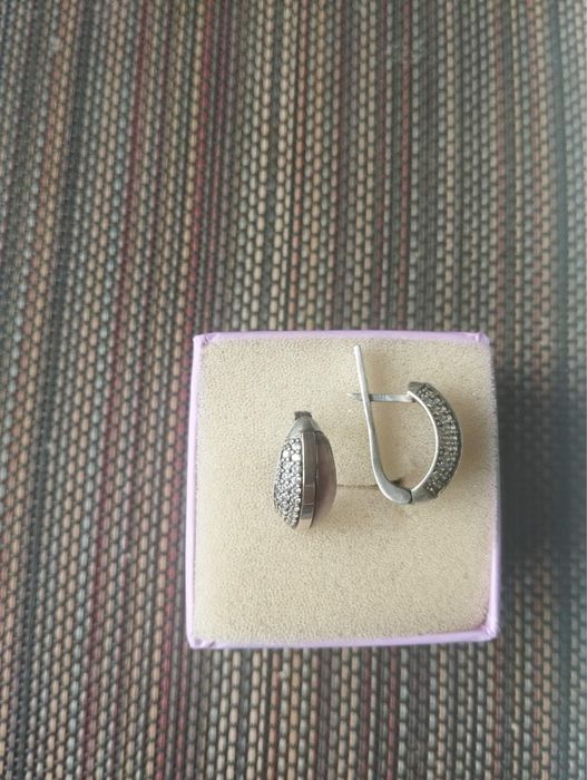 Серьги серебро 925 проба , камень улексит