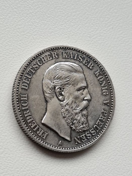 Piękne 2 Marki 1888 A Prusy  Srebro, Fryderyk III Oryginał Rzadka